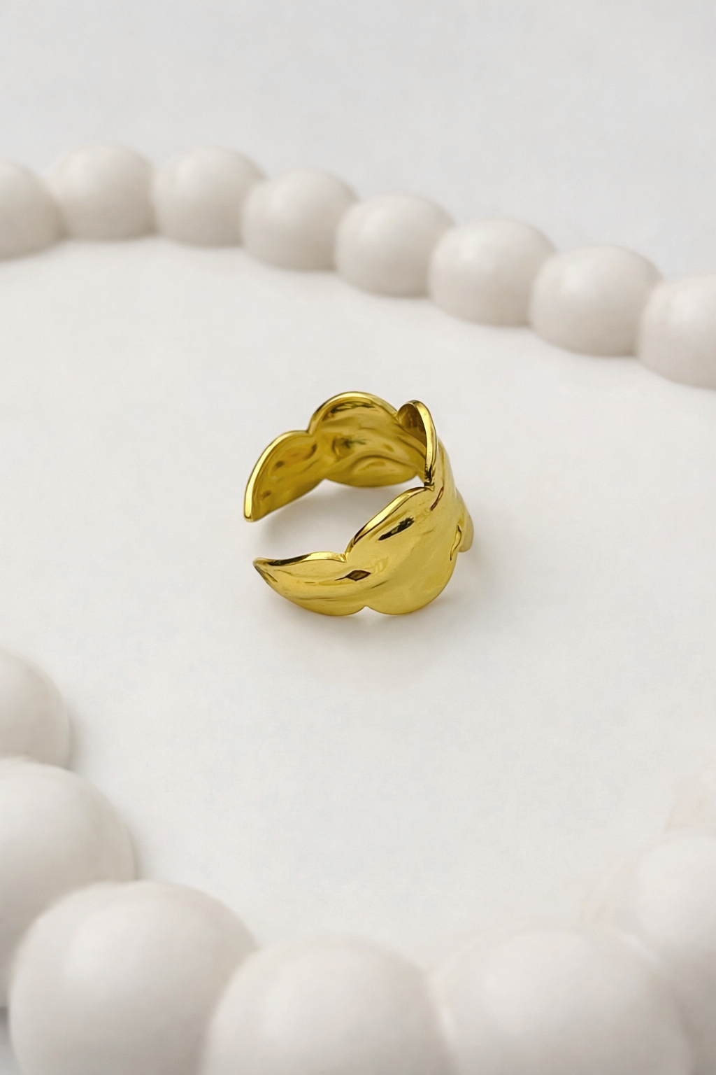 Gold Plated Textured Statement Ring – Adjustable Bold Ring