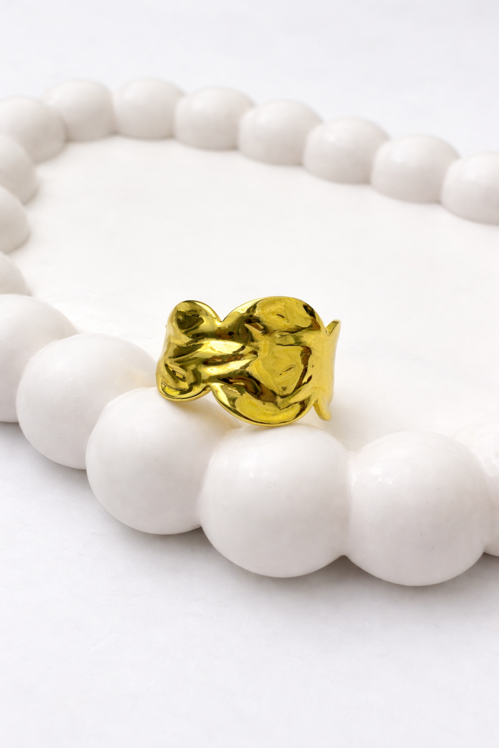 Gold Plated Textured Statement Ring – Adjustable Bold Ring