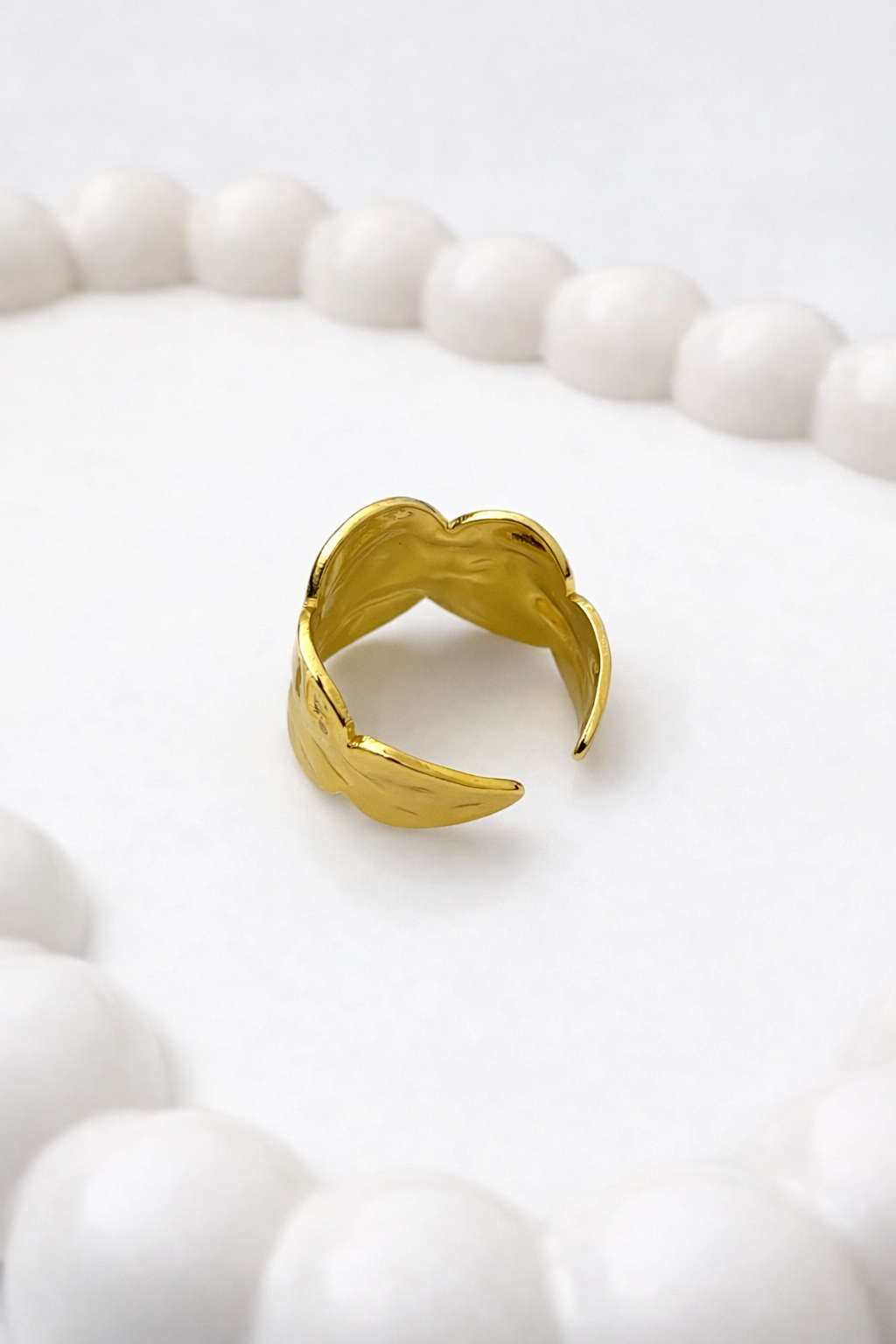 Gold Plated Textured Statement Ring – Adjustable Bold Ring