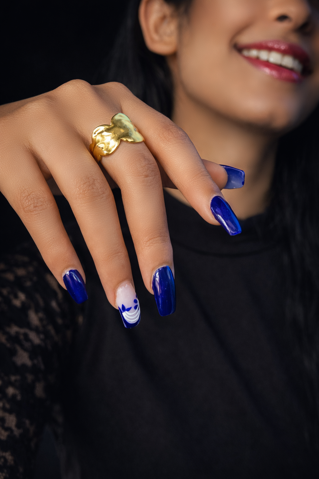 Gold Plated Textured Statement Ring – Adjustable Bold Ring