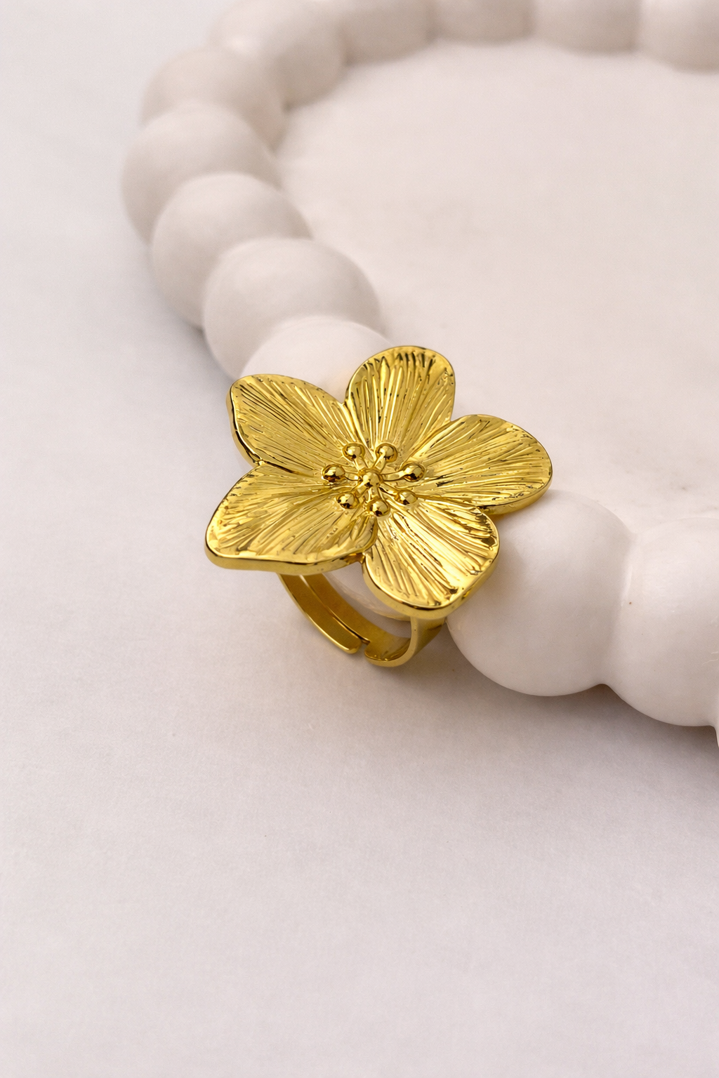 Floral - Adjustable Ring ( Big Flower Statement Ring )