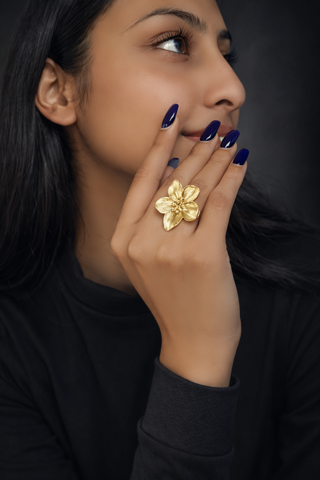 Floral - Adjustable Ring ( Big Flower Statement Ring )