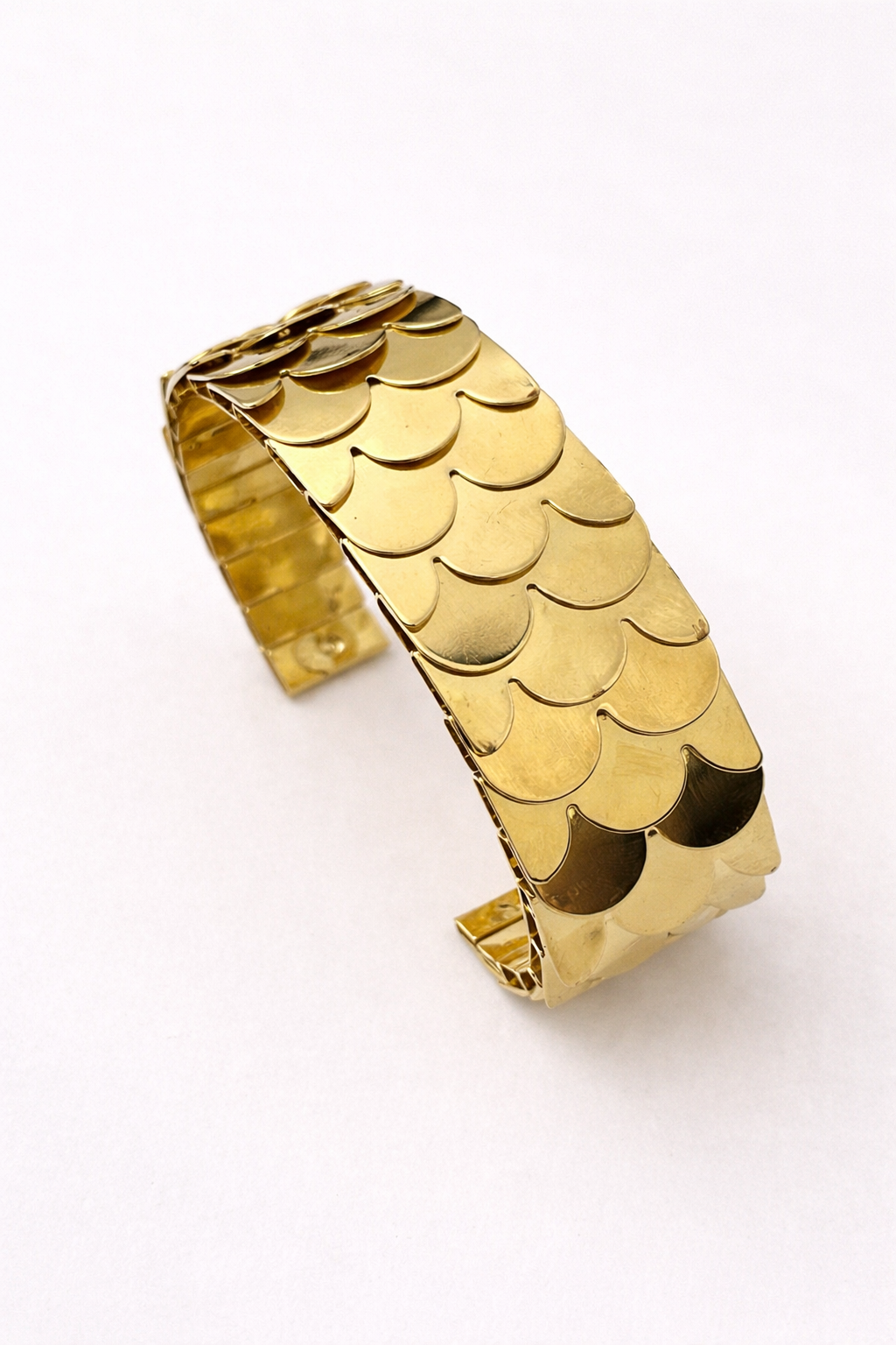 Scalloped Layer Cuff Bracelet – Wide Textured Statement Bangle