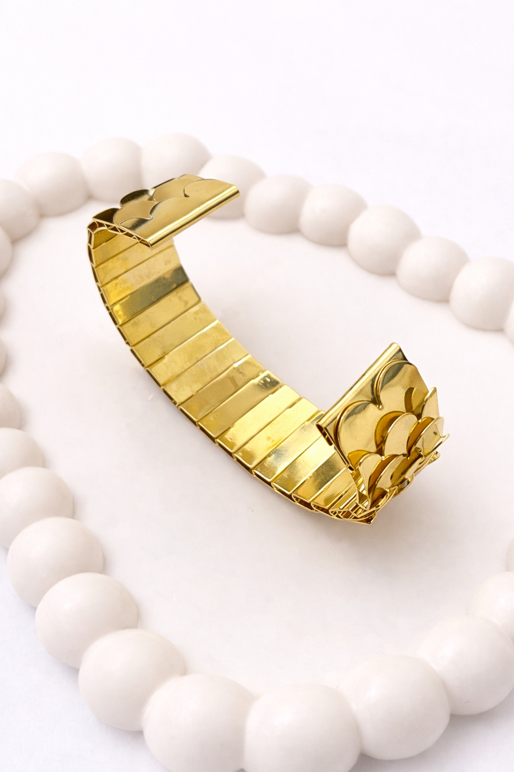 Scalloped Layer Cuff Bracelet – Wide Textured Statement Bangle