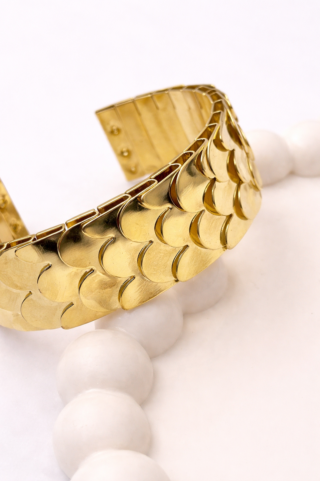 Scalloped Layer Cuff Bracelet – Wide Textured Statement Bangle