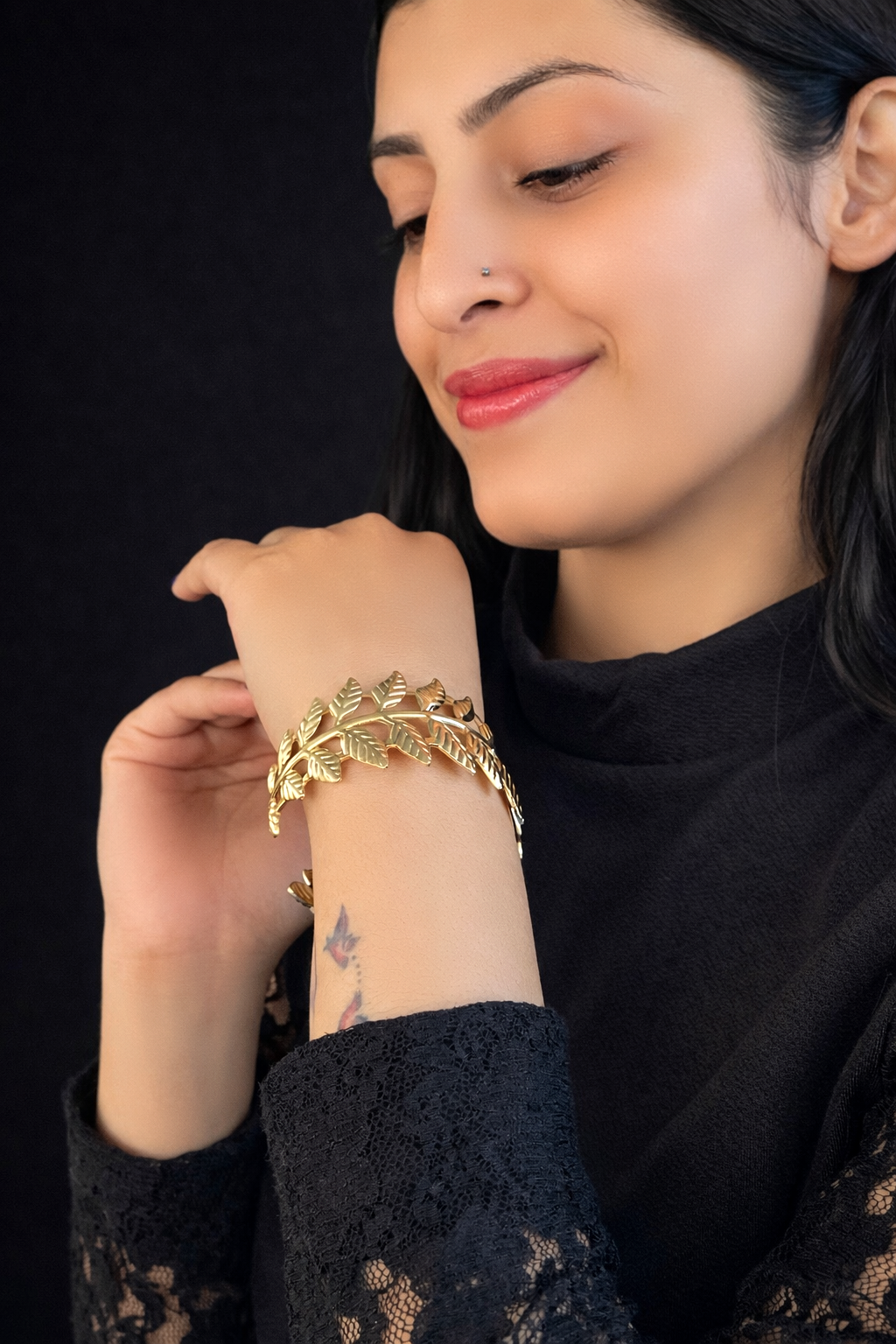 Leaf Vine Cuff Bracelet – Nature Inspired Open Statement Bangle