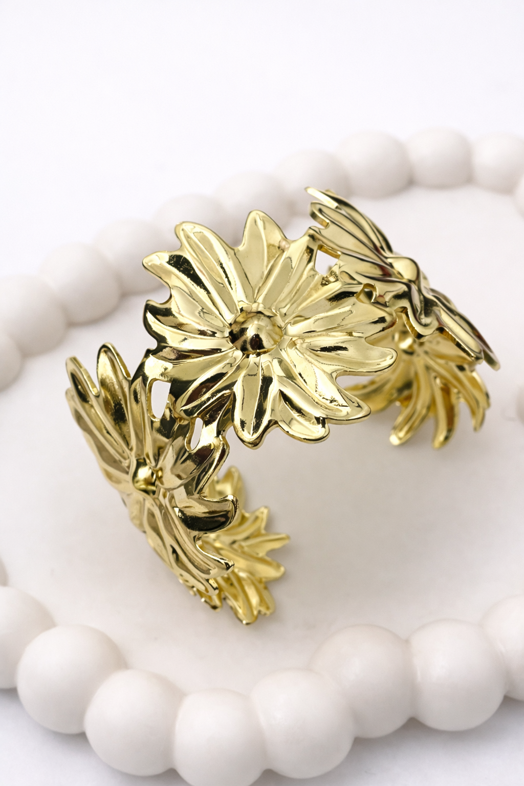 Floral Vine Cuff Bracelet – Elegant Statement Open Bangle
