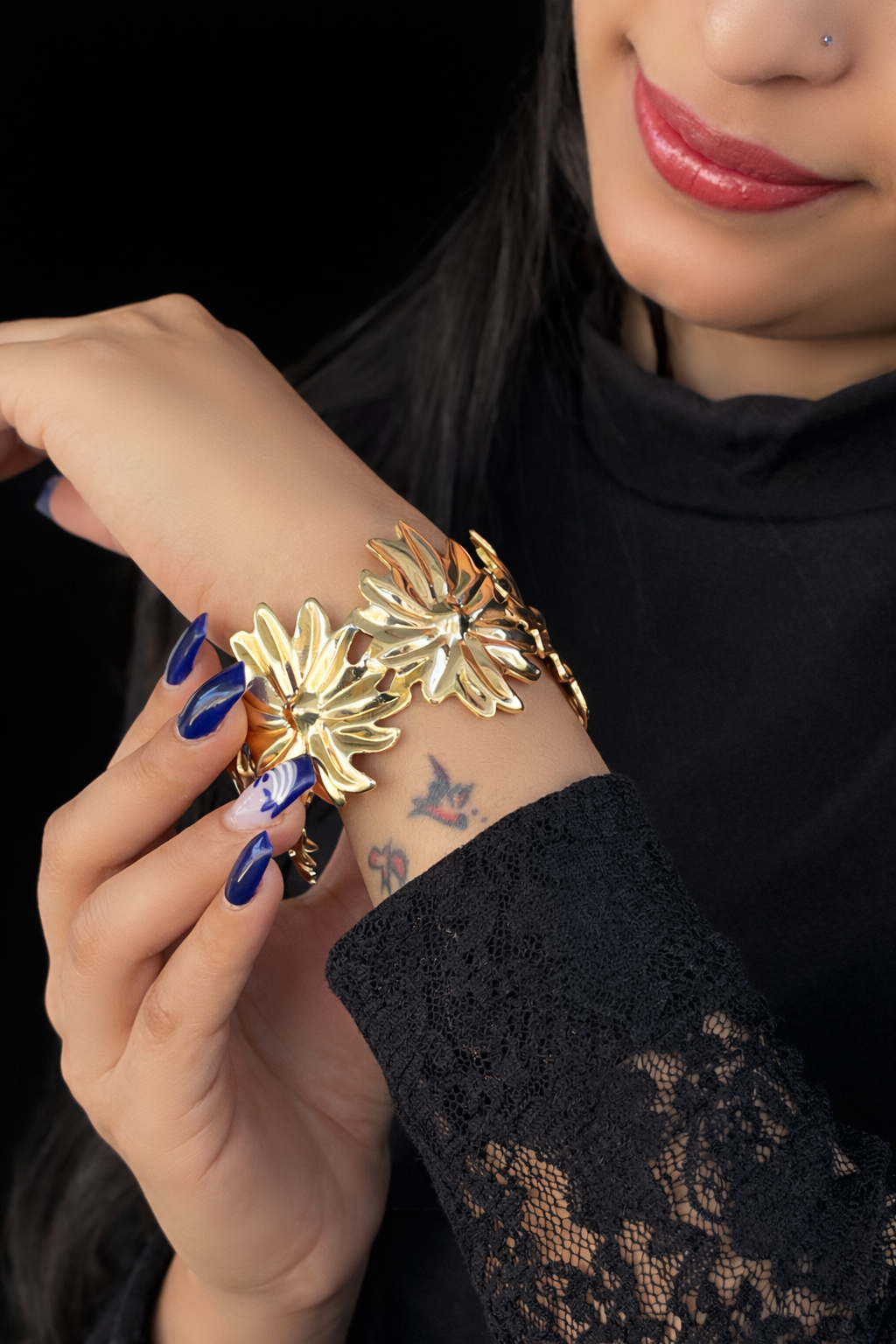 Floral Vine Cuff Bracelet – Elegant Statement Open Bangle