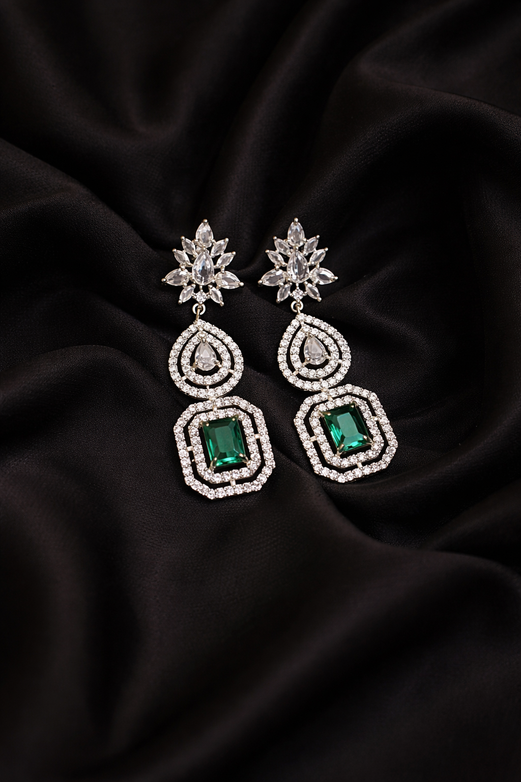 Emerald Elegance Crystal Drop Earrings