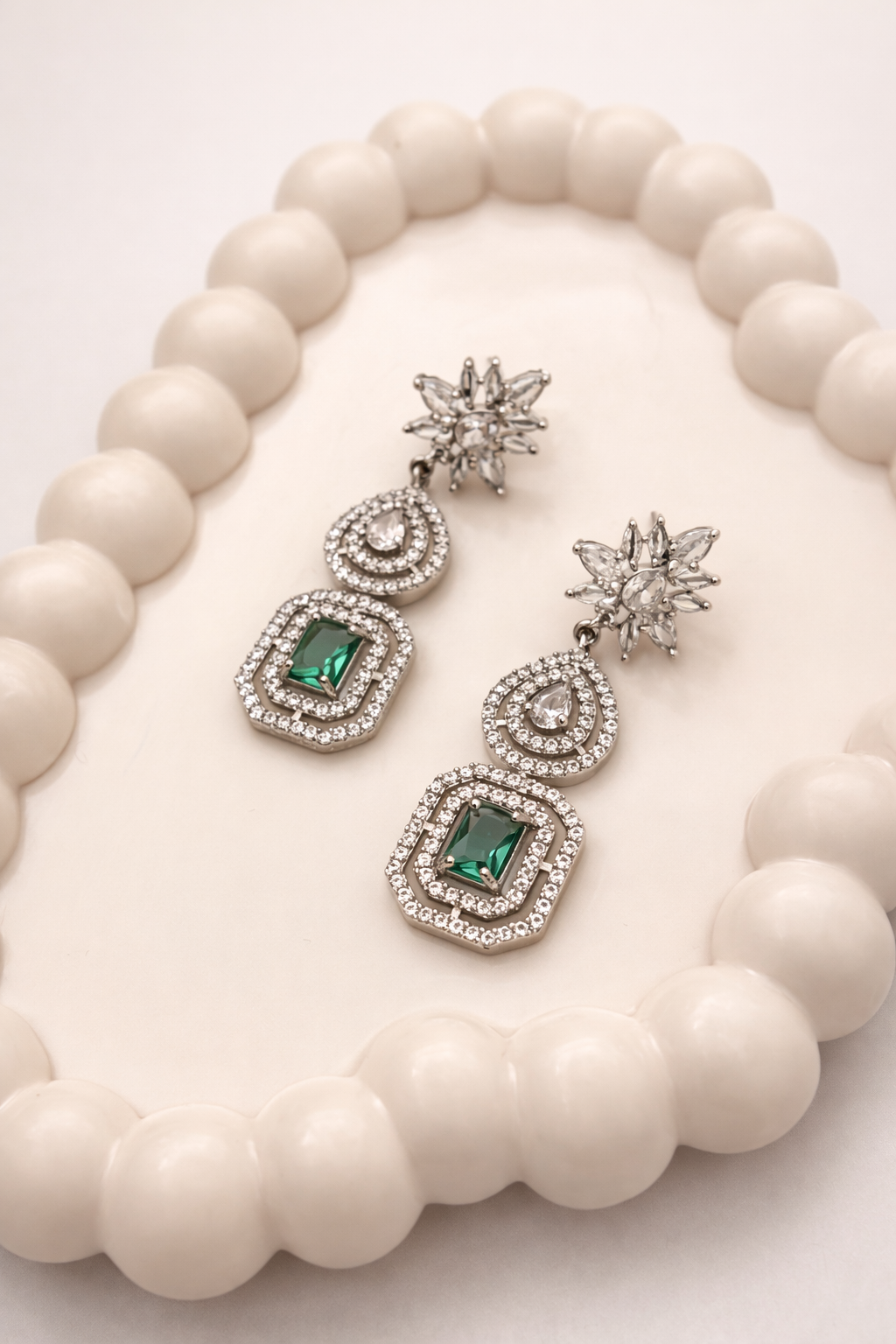 Emerald Elegance Crystal Drop Earrings