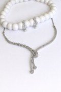Elegant Silver-Plated American Diamond Necklace Set