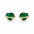 Emerald Heart Halo Stud Earrings