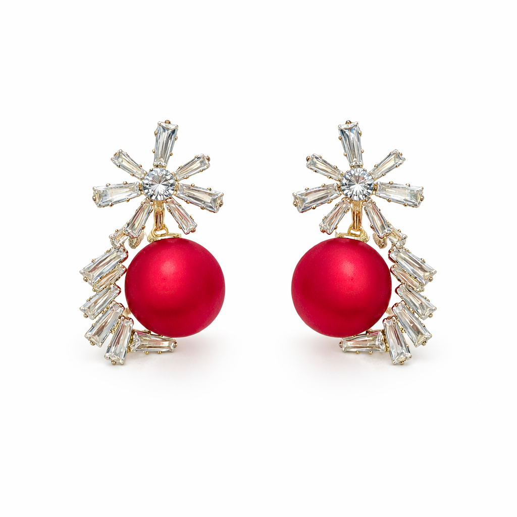 Ruby Bloom Crystal Drop Earrings