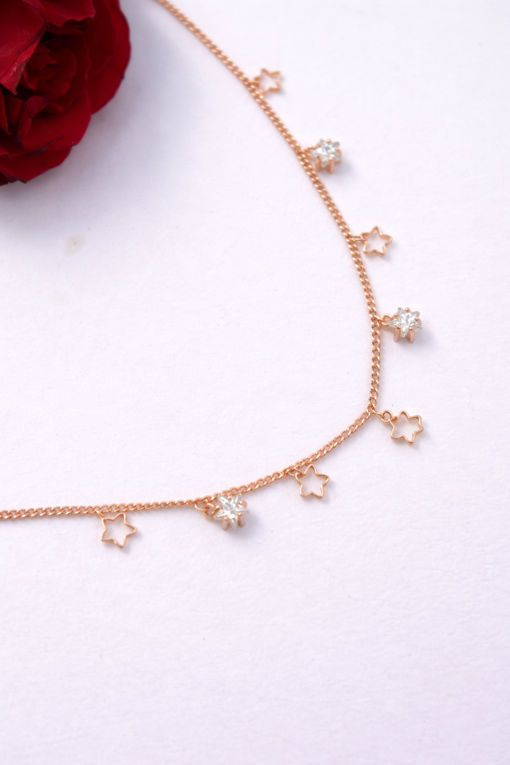 Rose Gold Star Charm Crystal Choker