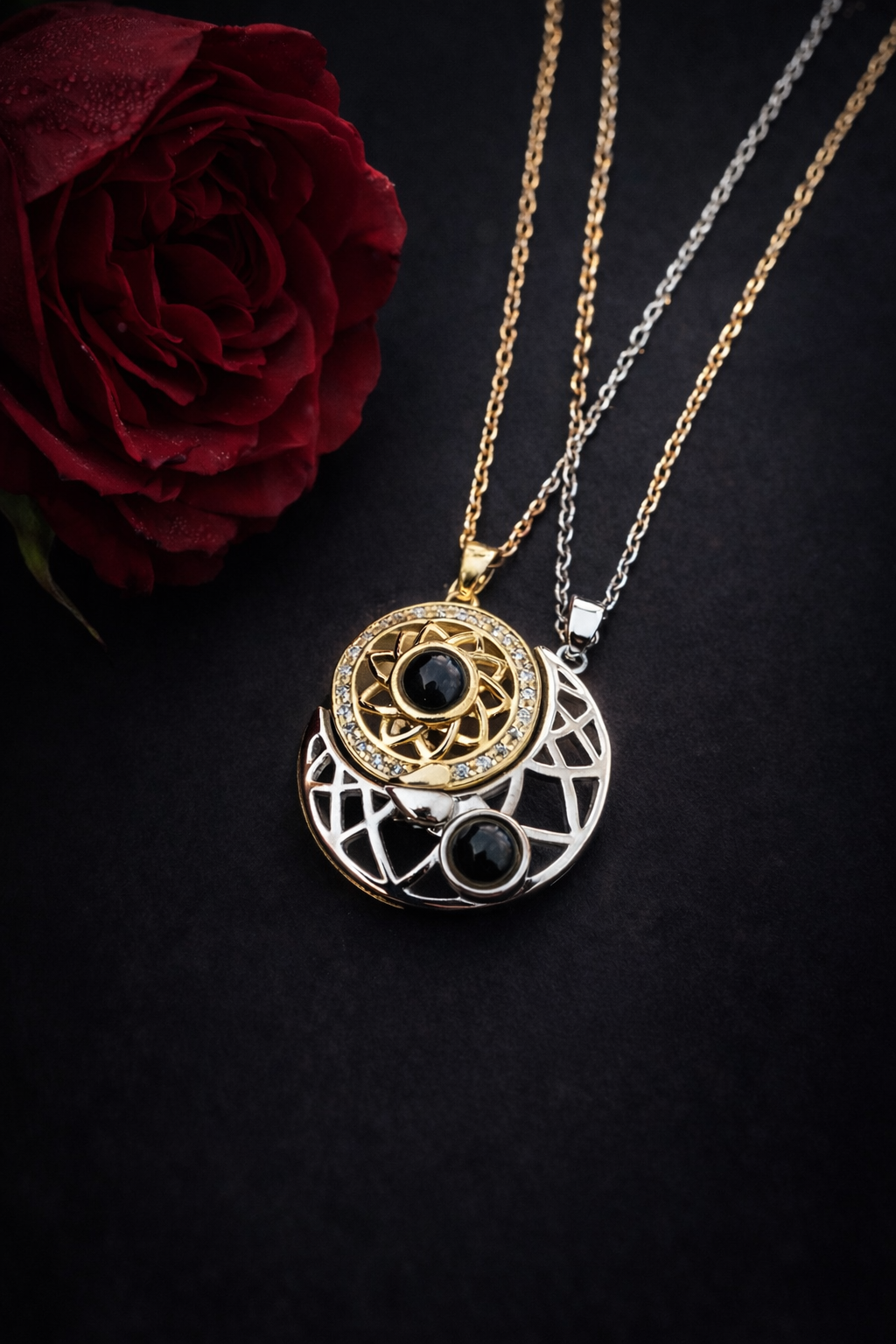 Dual-Tone Celestial Orbit Pendant Necklace