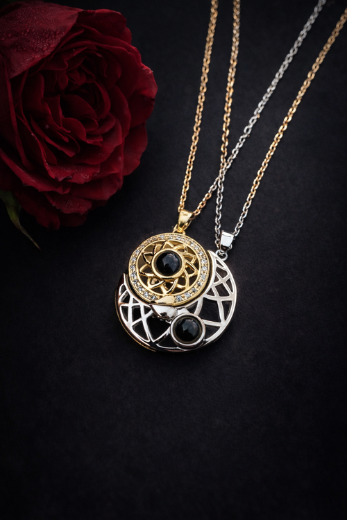 Dual-Tone Celestial Orbit Pendant Necklace