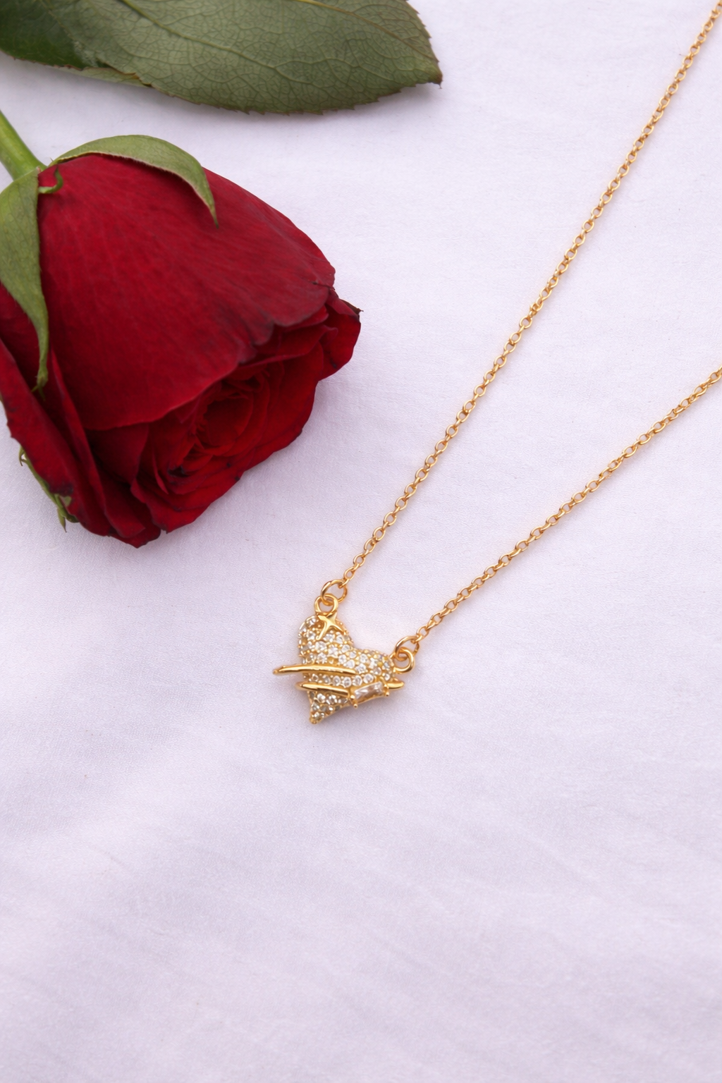 Rose Gold Crystal Butterfly Pendant Necklace