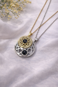 Dual-Tone Celestial Orbit Pendant Necklace